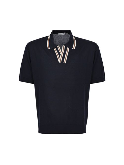 Polo in seta e cotone Blu Paolo Pecora | A031 F2006685